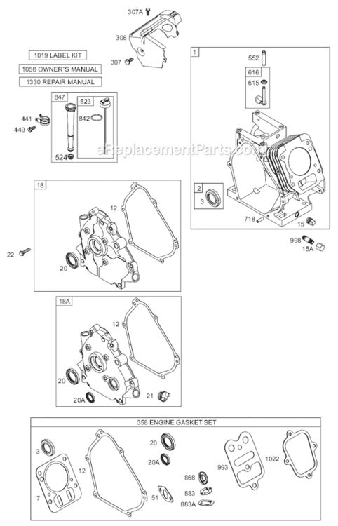 Page A Diagram and Parts List for 12A400 0100-0110 Briggs and Stratton Engine